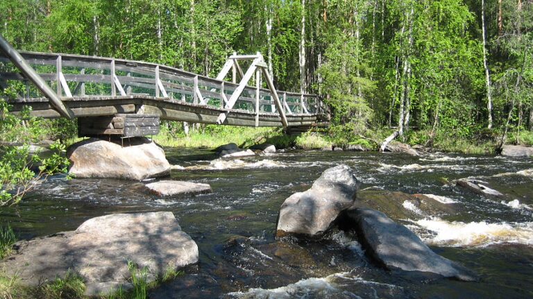 Vikaköngäs hanging bridge and river