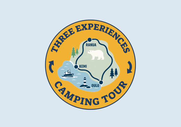 Three experiences camping tour logo.