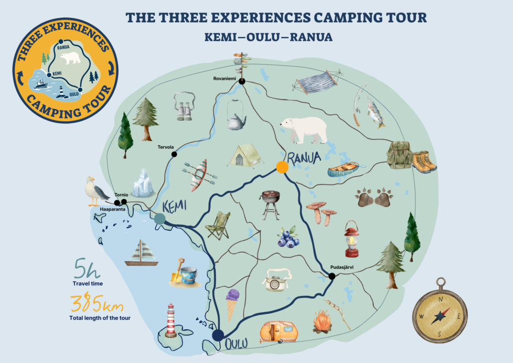Illustrated map of the tour area.
