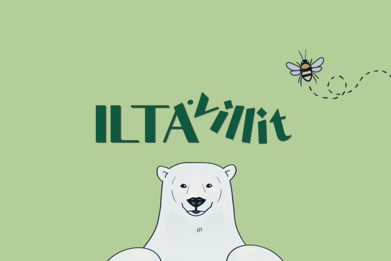 Iltavillit logo ja piirroskuva jääkarhusta.
