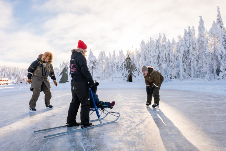 Winter Fun by a Frozen Pond